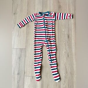 Kickee Pants Balloon Stripe Bamboo Zip Footie Anniversary Print 18-24M NWOT